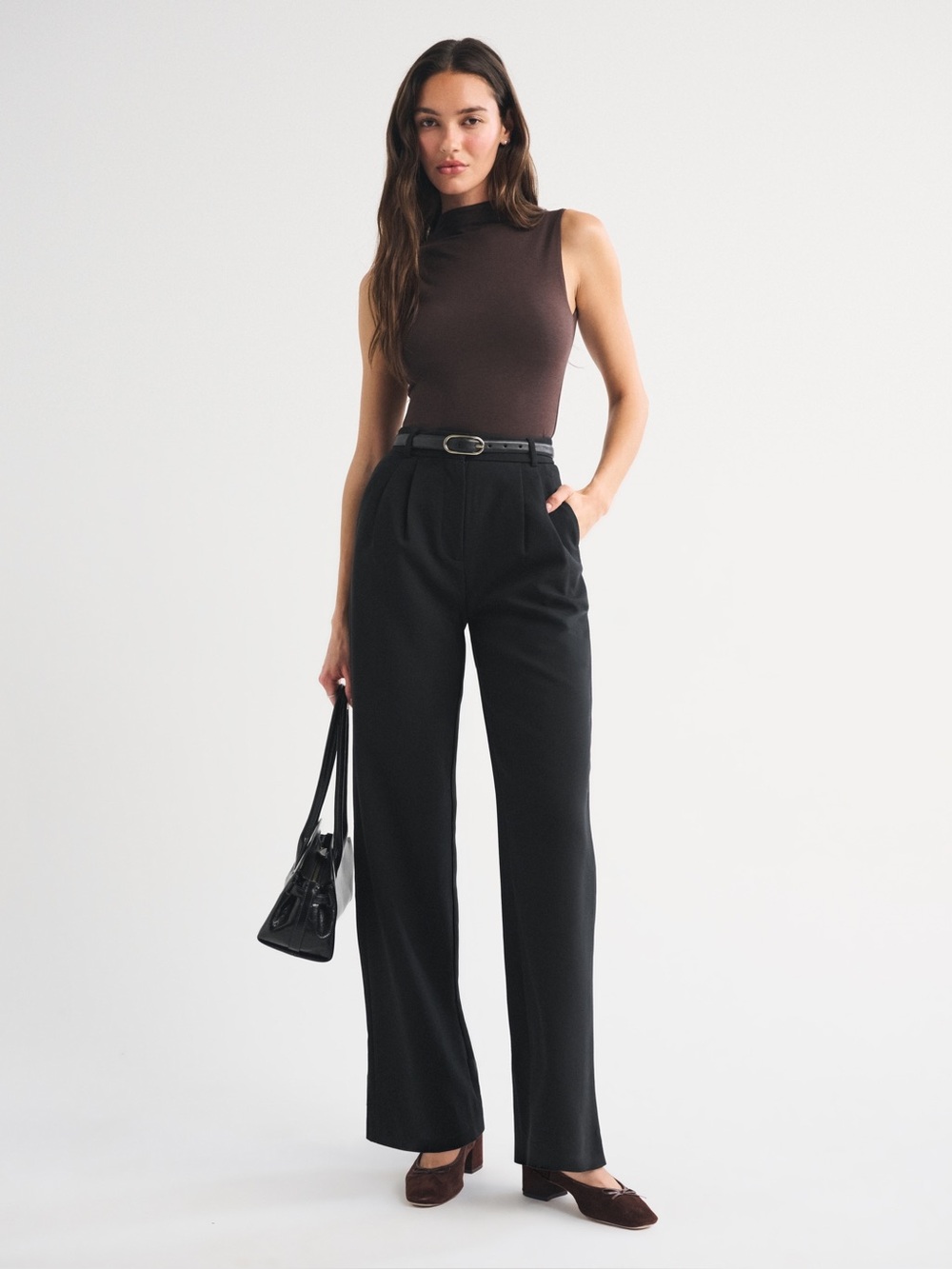 Abercrombie & Fitch Black Wide-Leg Trousers Sloan collection size 37 3XL 24 NWT